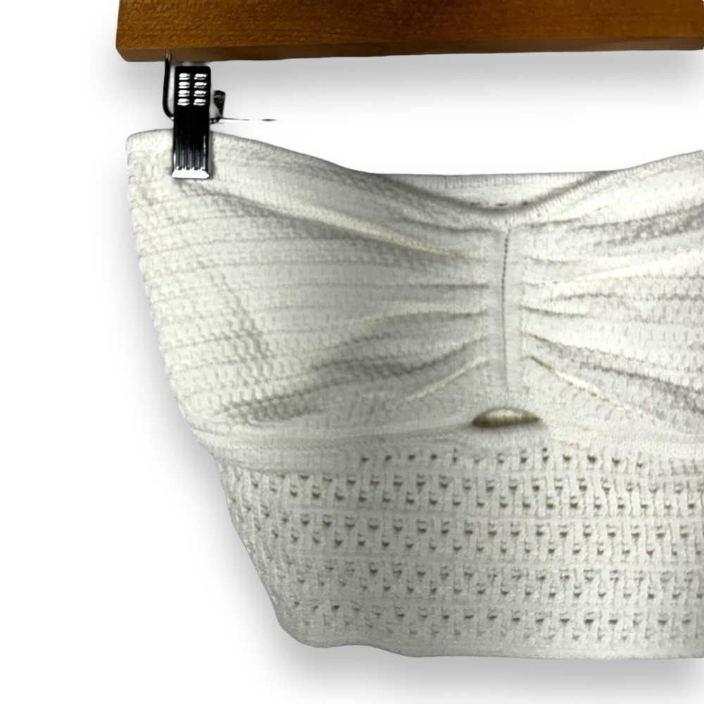 American Eagle Sweetheart Neckline Cinch Front Crochet Tube Top, White, Size XS - Picture 5 of 13